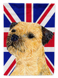 Border Terrier with English Union Jack British Flag House Flag 28x40 Porch Sleeve Pole Decorative Outside Yard Banner Artwork Wall Hanging, Polyester