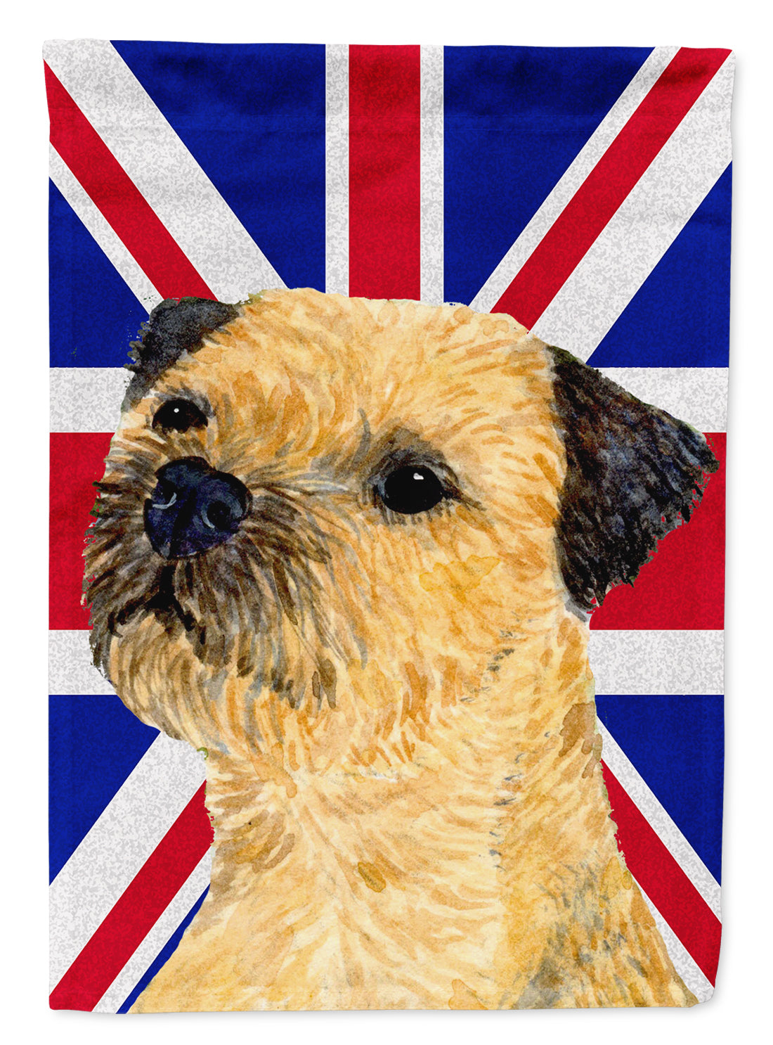 Border Terrier with English Union Jack British Flag House Flag 28x40 Porch Sleeve Pole Decorative Outside Yard Banner Artwork Wall Hanging, Polyester