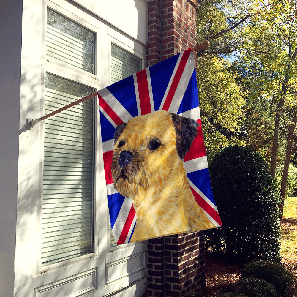 Border Terrier with English Union Jack British Flag House Flag 28x40 Porch Sleeve Pole Decorative Outside Yard Banner Artwork Wall Hanging, Polyester