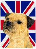 Border Terrier with English Union Jack British Flag Cutting Board Tempered Glass Kitchen Cutting Surface, Heat Resistant Chopping, Non-Slip Feet, Food Prep & Serving