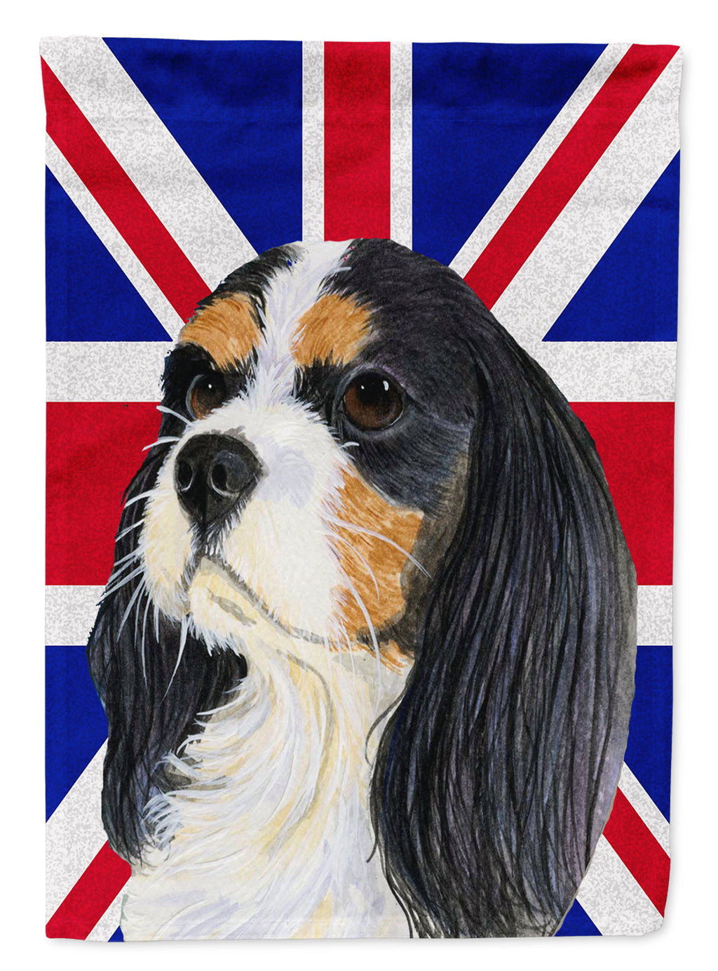 Cavalier Spaniel with English Union Jack British Flag House Flag 28x40 Porch Sleeve Pole Decorative Outside Yard Banner Artwork Wall Hanging, Polyester