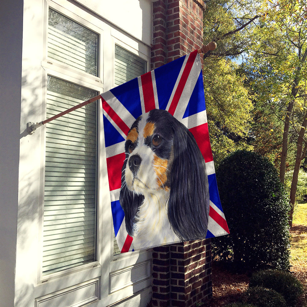 Cavalier Spaniel with English Union Jack British Flag House Flag 28x40 Porch Sleeve Pole Decorative Outside Yard Banner Artwork Wall Hanging, Polyester