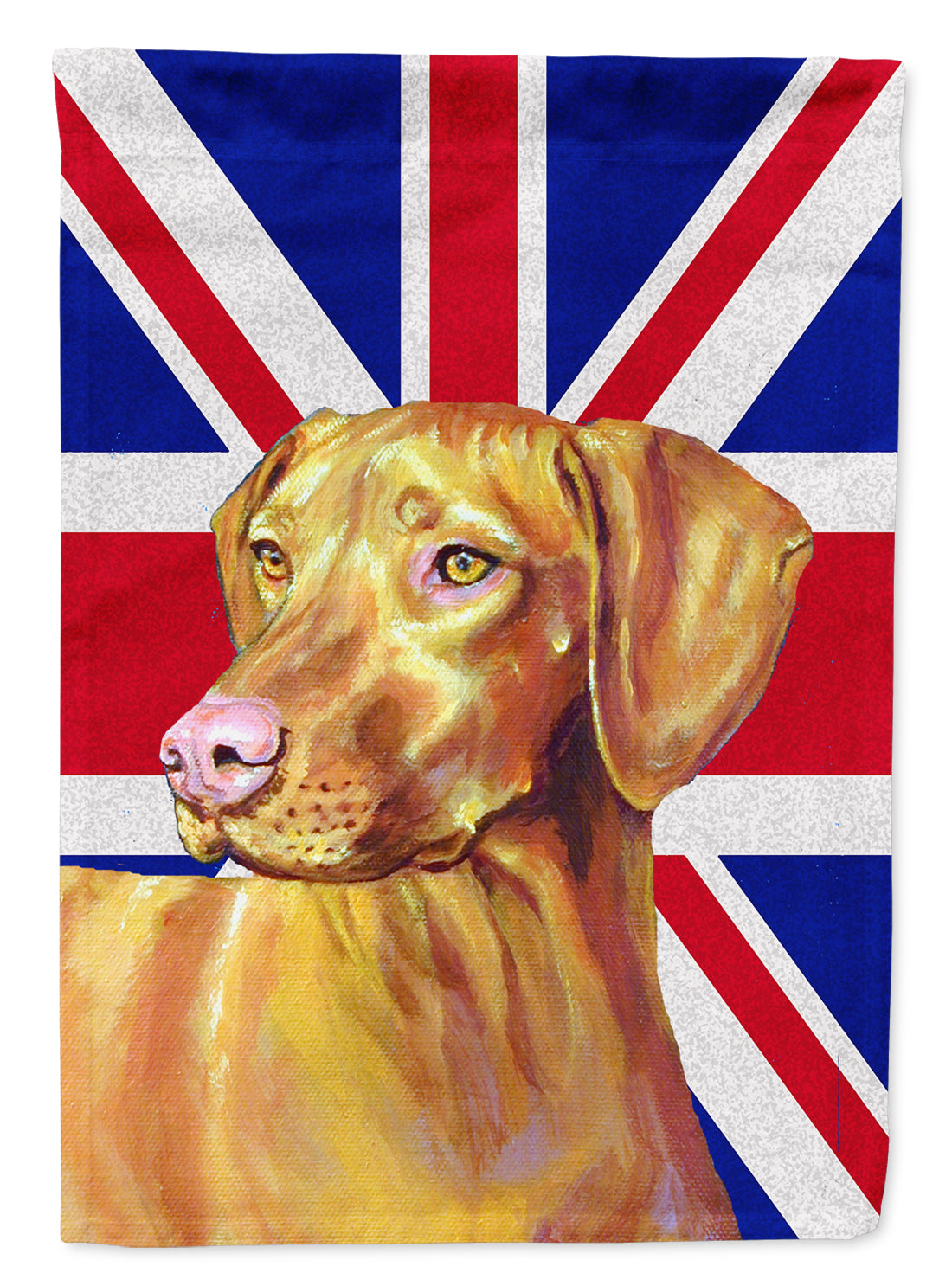 Vizsla with English Union Jack British Flag House Flag 28x40 Porch Sleeve Pole Decorative Outside Yard Banner Artwork Wall Hanging, Polyester