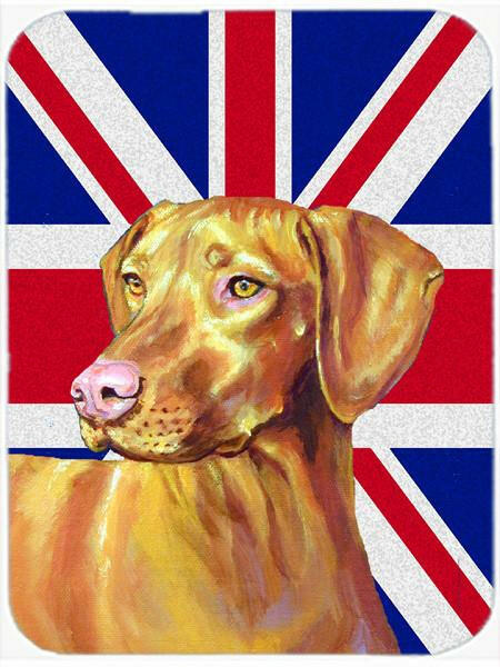 Vizsla with English Union Jack British Flag Cutting Board Tempered Glass Kitchen Cutting Surface, Heat Resistant Chopping, Non-Slip Feet, Food Prep & Serving