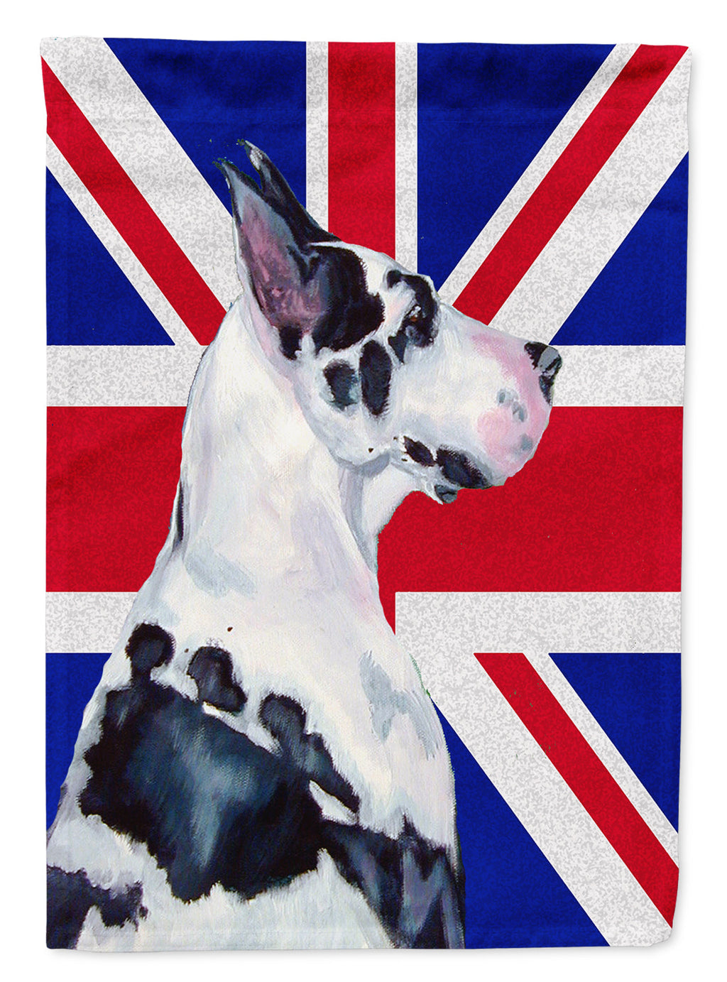 Great Dane with English Union Jack British Flag House Flag 28x40 Porch Sleeve Pole Decorative Outside Yard Banner Artwork Wall Hanging, Polyester