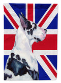 Great Dane with English Union Jack British Flag House Flag 28x40 Porch Sleeve Pole Decorative Outside Yard Banner Artwork Wall Hanging, Polyester
