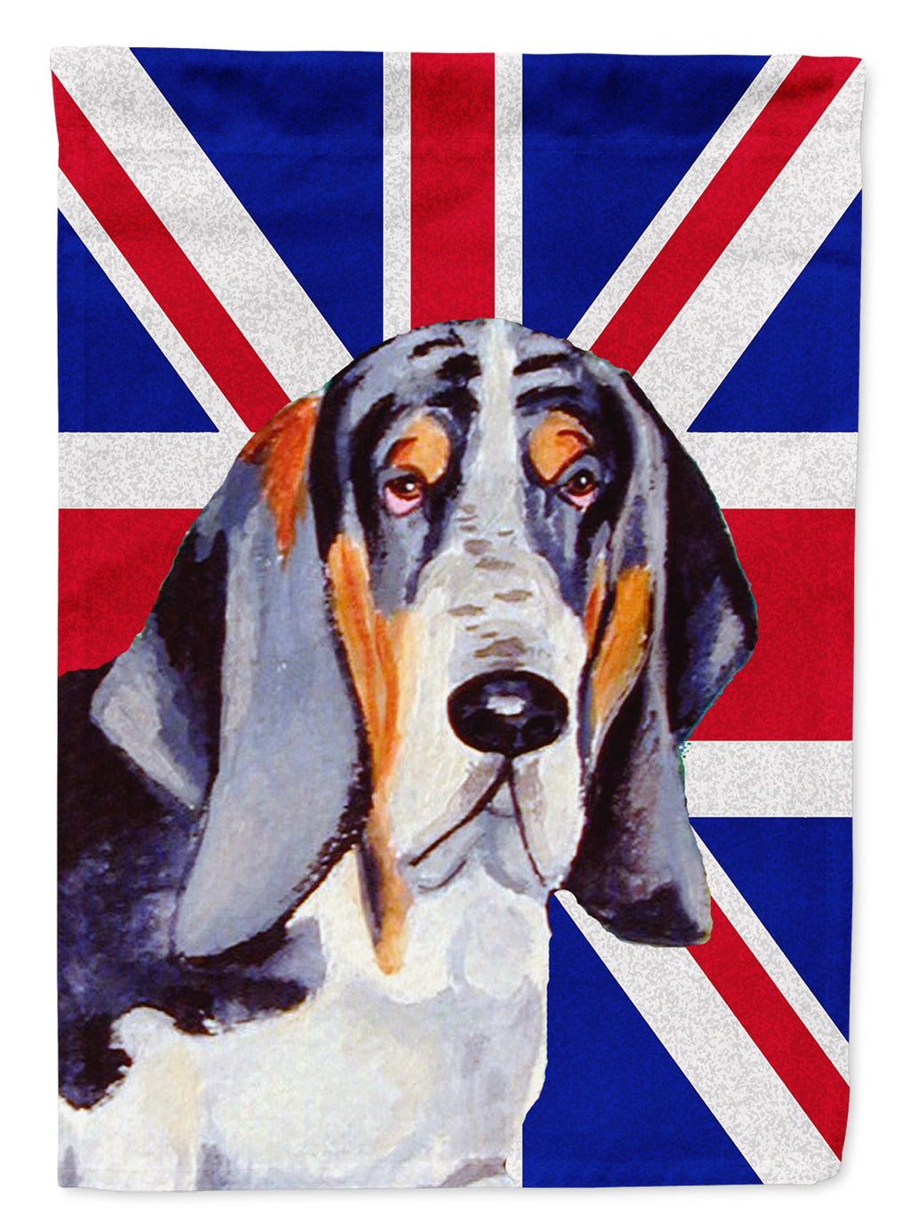 Basset Hound with English Union Jack British Flag House Flag 28x40 Porch Sleeve Pole Decorative Outside Yard Banner Artwork Wall Hanging, Polyester