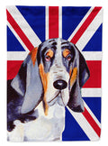 Basset Hound with English Union Jack British Flag House Flag 28x40 Porch Sleeve Pole Decorative Outside Yard Banner Artwork Wall Hanging, Polyester