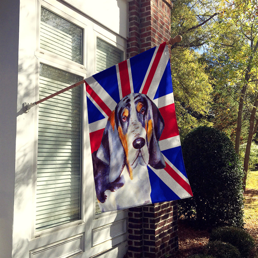 Basset Hound with English Union Jack British Flag House Flag 28x40 Porch Sleeve Pole Decorative Outside Yard Banner Artwork Wall Hanging, Polyester
