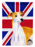 Whippet with English Union Jack British Flag House Flag 28x40 Porch Sleeve Pole Decorative Outside Yard Banner Artwork Wall Hanging, Polyester