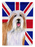 Bearded Collie with English Union Jack British Flag House Flag 28x40 Porch Sleeve Pole Decorative Outside Yard Banner Artwork Wall Hanging, Polyester