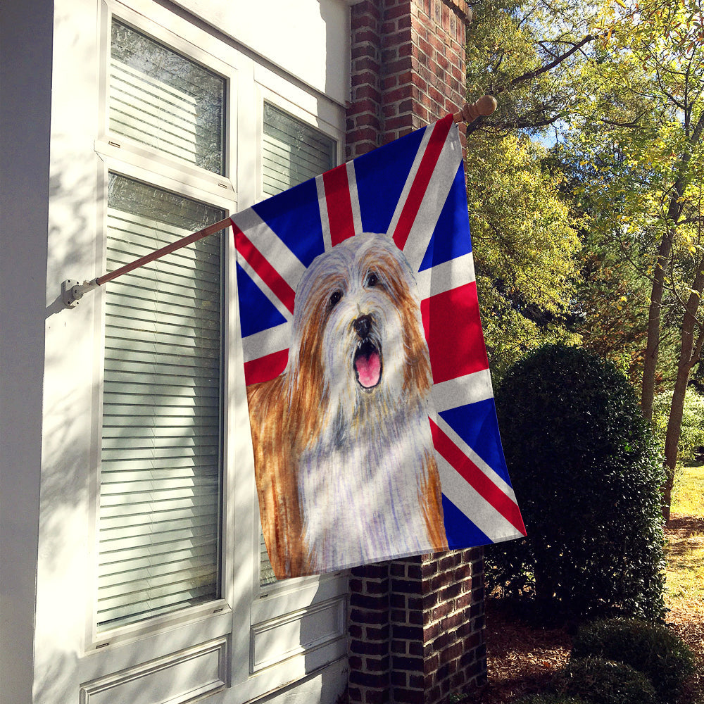 Bearded Collie with English Union Jack British Flag House Flag 28x40 Porch Sleeve Pole Decorative Outside Yard Banner Artwork Wall Hanging, Polyester