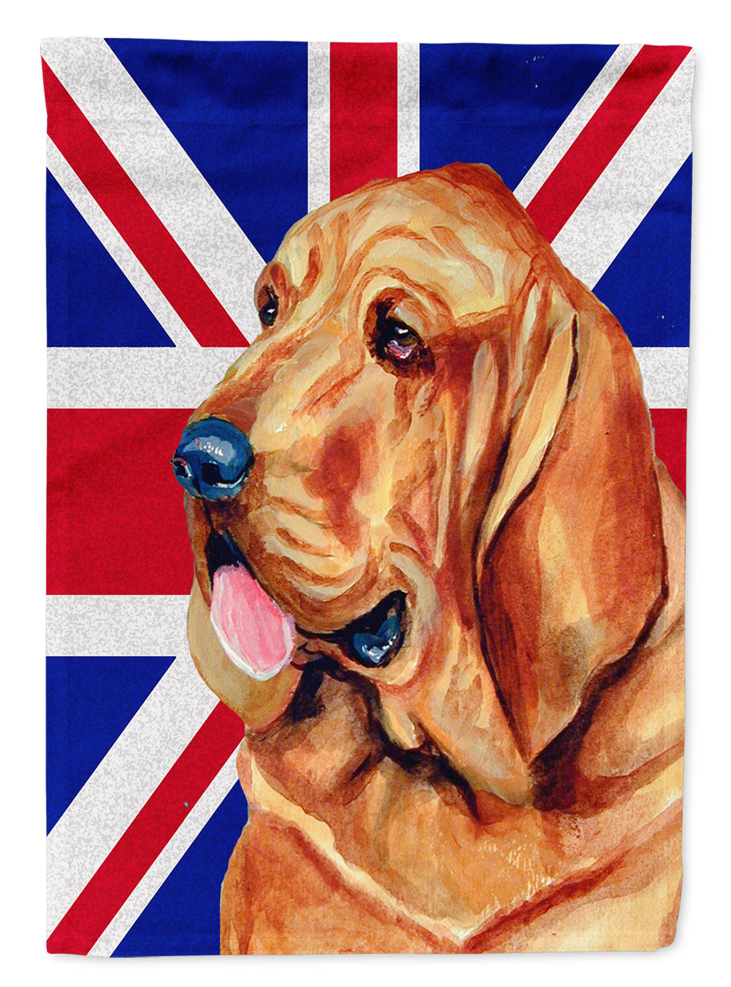 Bloodhound with English Union Jack British Flag House Flag 28x40 Porch Sleeve Pole Decorative Outside Yard Banner Artwork Wall Hanging, Polyester
