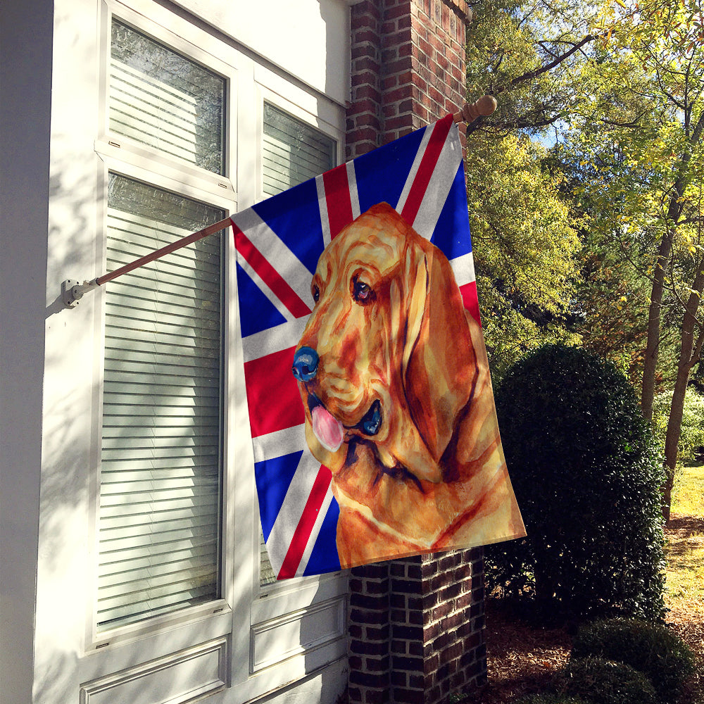Bloodhound with English Union Jack British Flag House Flag 28x40 Porch Sleeve Pole Decorative Outside Yard Banner Artwork Wall Hanging, Polyester
