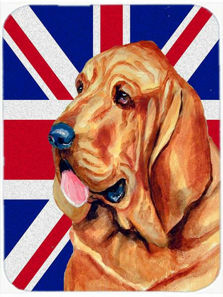 Bloodhound with English Union Jack British Flag Cutting Board Tempered Glass Kitchen Cutting Surface, Heat Resistant Chopping, Non-Slip Feet, Food Prep & Serving