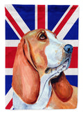 Basset Hound with English Union Jack British Flag House Flag 28x40 Porch Sleeve Pole Decorative Outside Yard Banner Artwork Wall Hanging, Polyester
