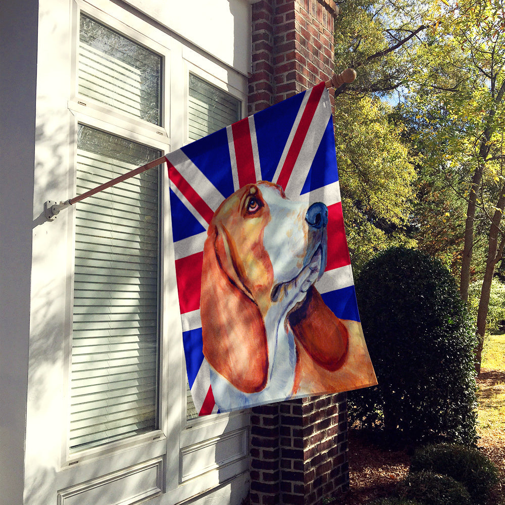 Basset Hound with English Union Jack British Flag House Flag 28x40 Porch Sleeve Pole Decorative Outside Yard Banner Artwork Wall Hanging, Polyester
