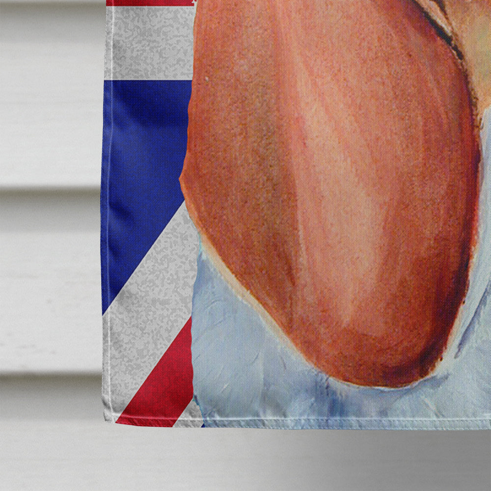 Basset Hound with English Union Jack British Flag House Flag 28x40 Porch Sleeve Pole Decorative Outside Yard Banner Artwork Wall Hanging, Polyester