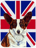 Corgi with English Union Jack British Flag Cutting Board Tempered Glass Kitchen Cutting Surface, Heat Resistant Chopping, Non-Slip Feet, Food Prep & Serving