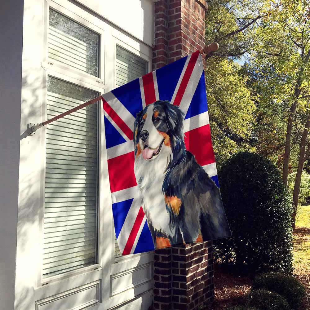 Bernese Mountain Dog with English Union Jack British Flag House Flag 28x40 Porch Sleeve Pole Decorative Outside Yard Banner Artwork Wall Hanging, Polyester