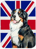 Bernese Mountain Dog with English Union Jack British Flag Cutting Board Tempered Glass Kitchen Cutting Surface, Heat Resistant Chopping, Non-Slip Feet, Food Prep & Serving