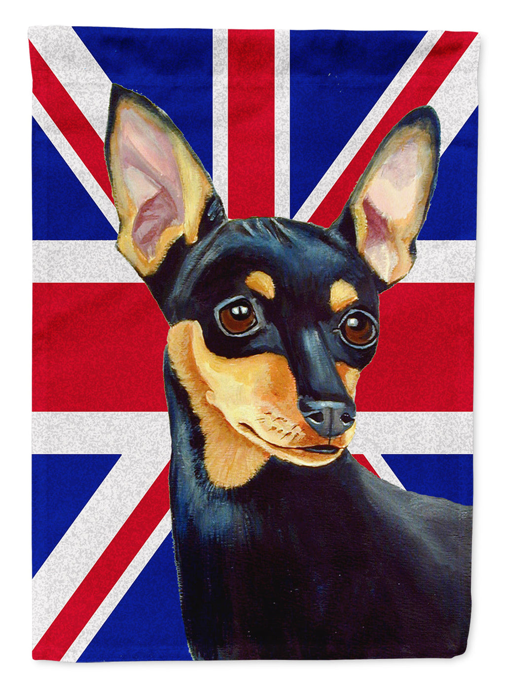 Min Pin with English Union Jack British Flag House Flag 28x40 Porch Sleeve Pole Decorative Outside Yard Banner Artwork Wall Hanging, Polyester