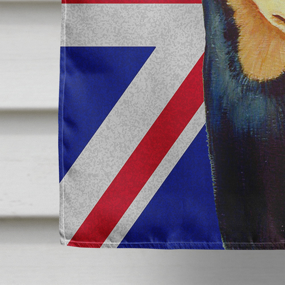 Min Pin with English Union Jack British Flag House Flag 28x40 Porch Sleeve Pole Decorative Outside Yard Banner Artwork Wall Hanging, Polyester