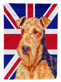 Airedale with English Union Jack British Flag House Flag 28x40 Porch Sleeve Pole Decorative Outside Yard Banner Artwork Wall Hanging, Polyester
