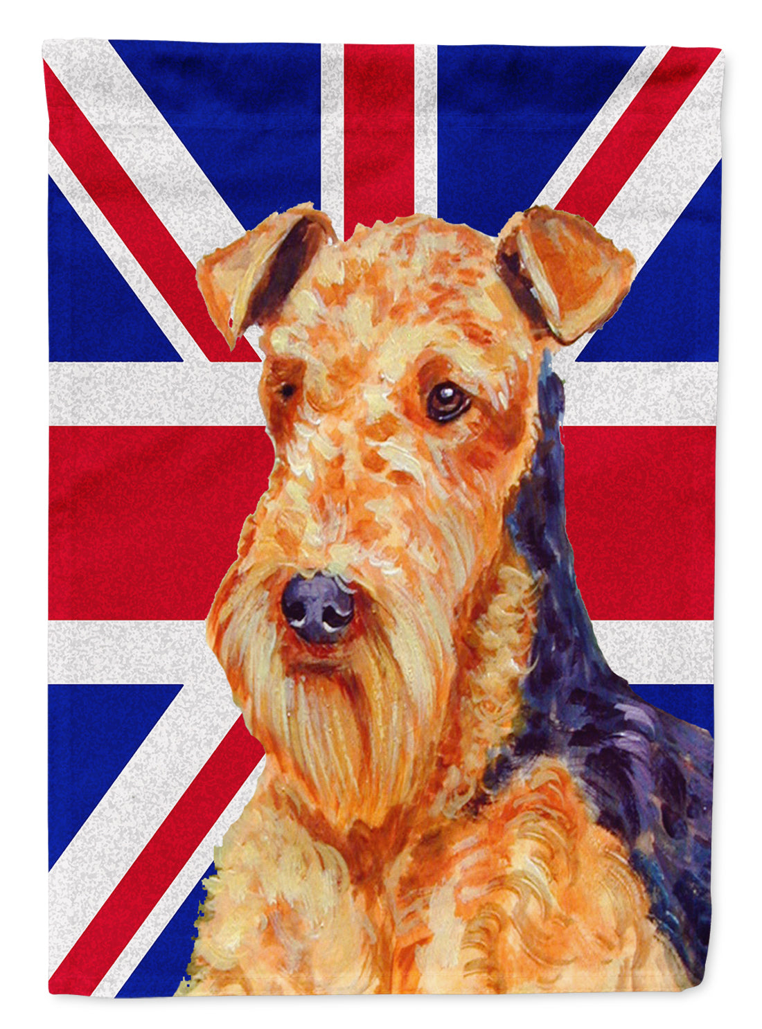 Airedale with English Union Jack British Flag House Flag 28x40 Porch Sleeve Pole Decorative Outside Yard Banner Artwork Wall Hanging, Polyester
