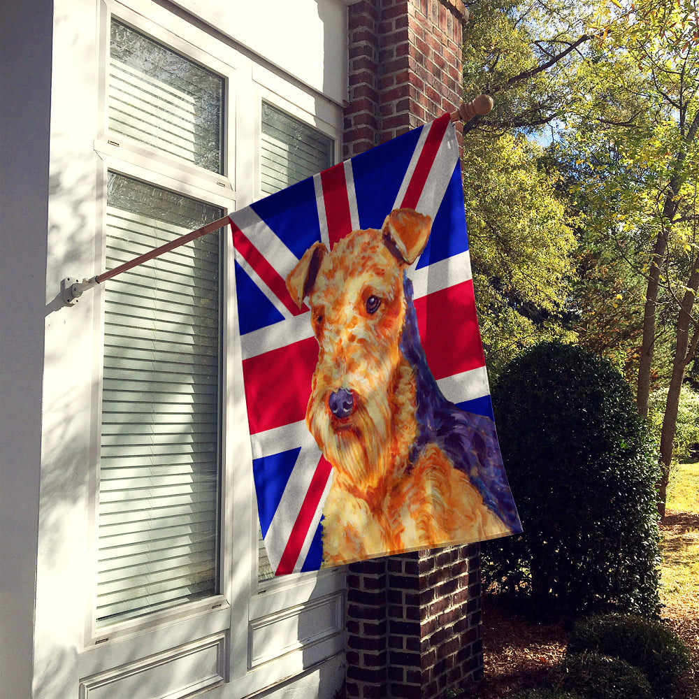 Airedale with English Union Jack British Flag House Flag 28x40 Porch Sleeve Pole Decorative Outside Yard Banner Artwork Wall Hanging, Polyester