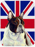 French Bulldog with English Union Jack British Flag Cutting Board Tempered Glass Kitchen Cutting Surface, Heat Resistant Chopping, Non-Slip Feet, Food Prep & Serving