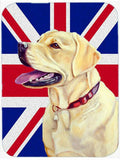 Labrador with English Union Jack British Flag Cutting Board Tempered Glass Kitchen Cutting Surface, Heat Resistant Chopping, Non-Slip Feet, Food Prep & Serving