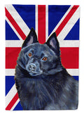 Schipperke with English Union Jack British Flag House Flag 28x40 Porch Sleeve Pole Decorative Outside Yard Banner Artwork Wall Hanging, Polyester