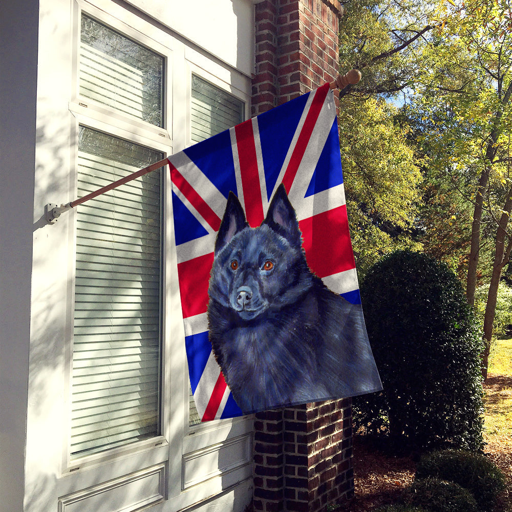 Schipperke with English Union Jack British Flag House Flag 28x40 Porch Sleeve Pole Decorative Outside Yard Banner Artwork Wall Hanging, Polyester