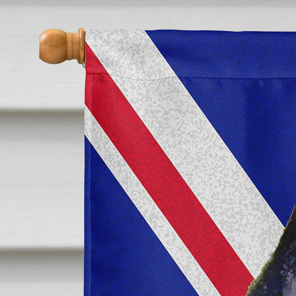 Schipperke with English Union Jack British Flag House Flag 28x40 Porch Sleeve Pole Decorative Outside Yard Banner Artwork Wall Hanging, Polyester