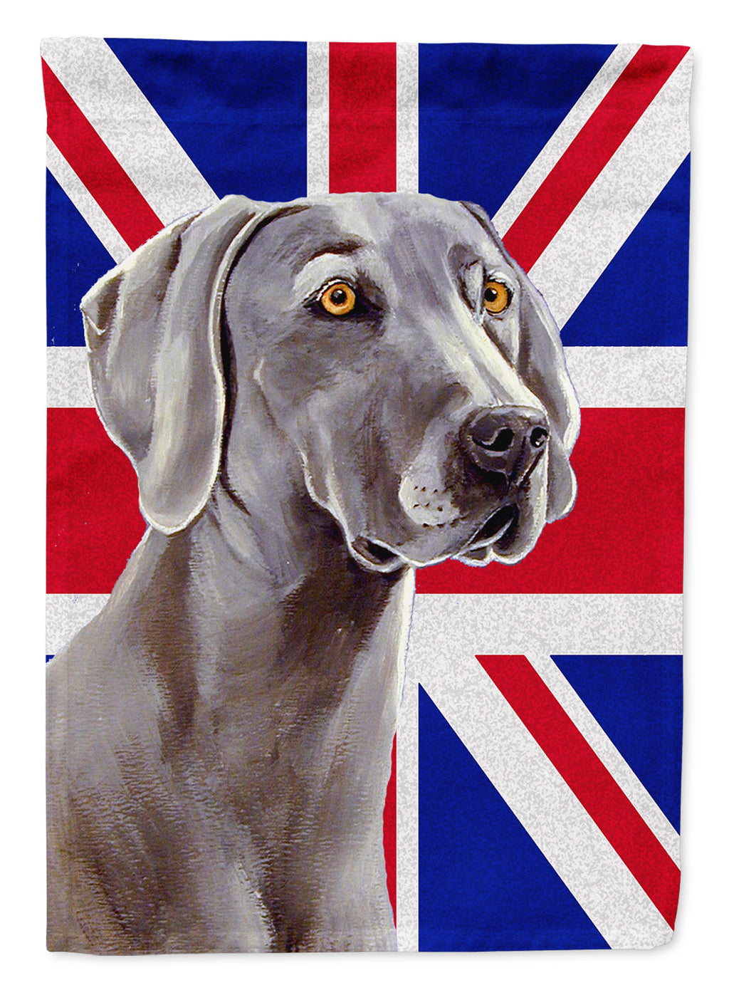 Weimaraner with English Union Jack British Flag House Flag 28x40 Porch Sleeve Pole Decorative Outside Yard Banner Artwork Wall Hanging, Polyester
