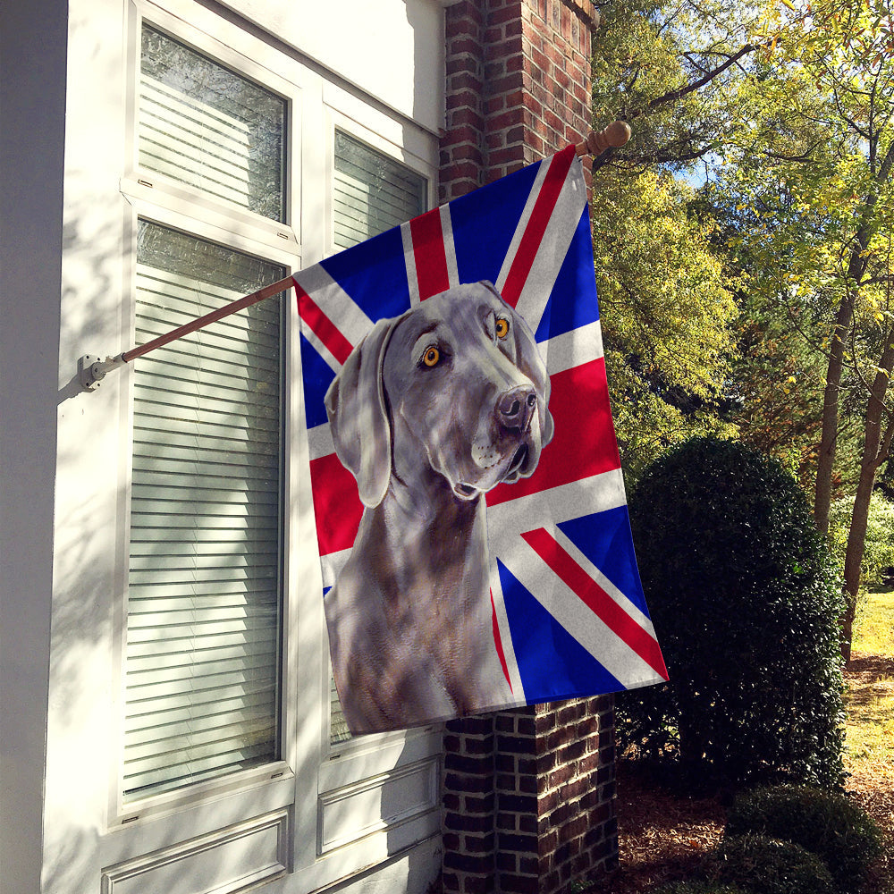 Weimaraner with English Union Jack British Flag House Flag 28x40 Porch Sleeve Pole Decorative Outside Yard Banner Artwork Wall Hanging, Polyester