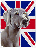 Weimaraner with English Union Jack British Flag Cutting Board Tempered Glass Kitchen Cutting Surface, Heat Resistant Chopping, Non-Slip Feet, Food Prep & Serving