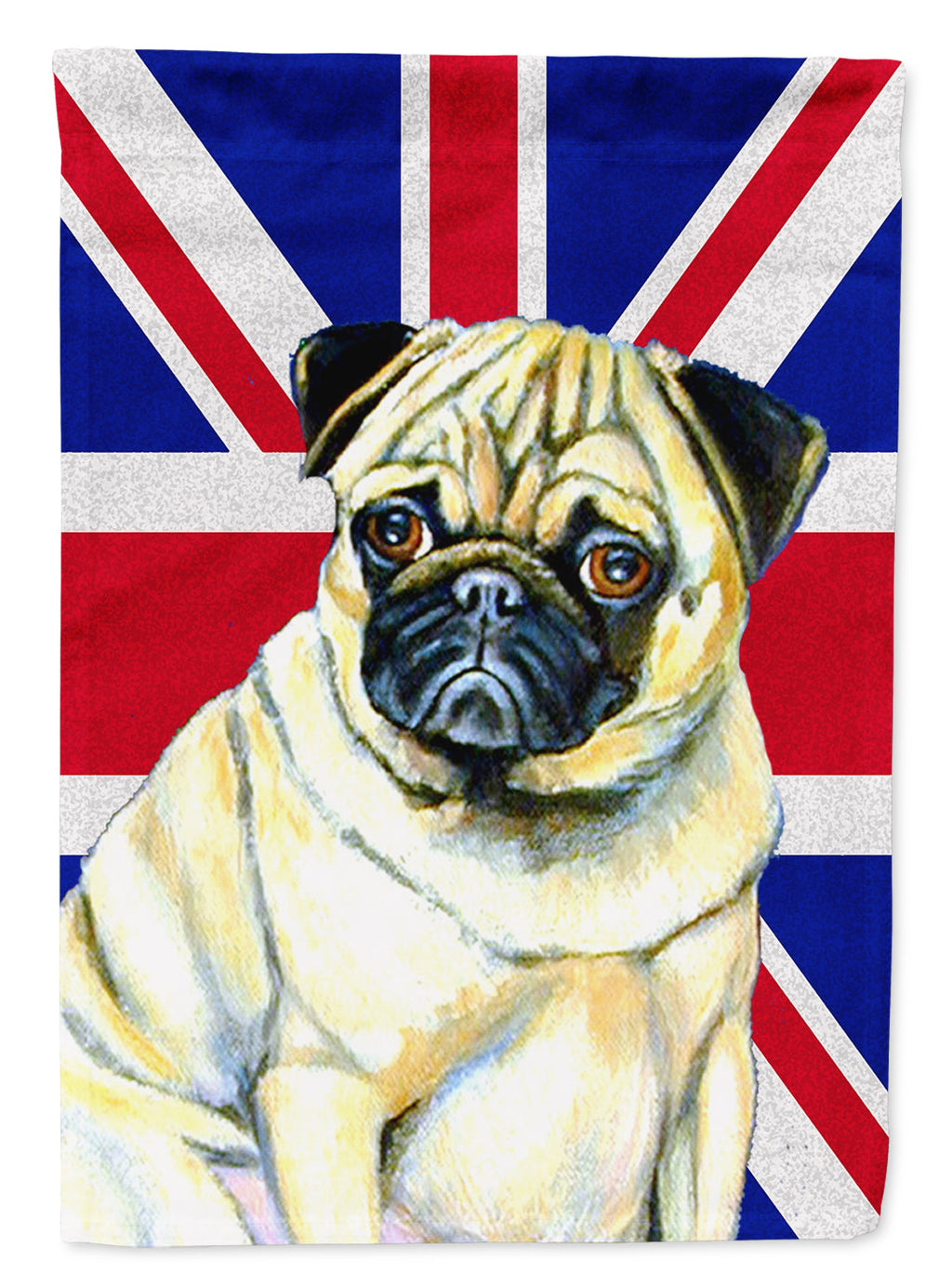 Pug with English Union Jack British Flag House Flag 28x40 Porch Sleeve Pole Decorative Outside Yard Banner Artwork Wall Hanging, Polyester