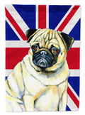 Pug with English Union Jack British Flag House Flag 28x40 Porch Sleeve Pole Decorative Outside Yard Banner Artwork Wall Hanging, Polyester