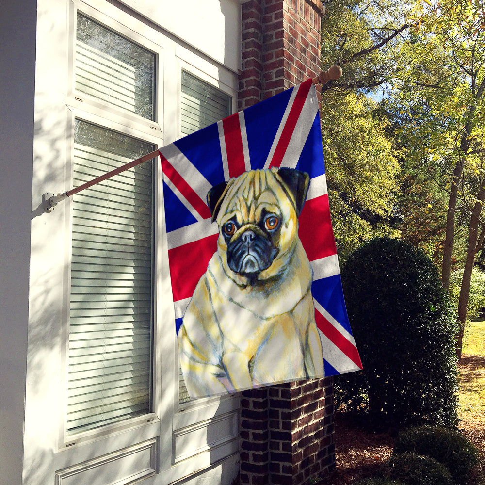Pug with English Union Jack British Flag House Flag 28x40 Porch Sleeve Pole Decorative Outside Yard Banner Artwork Wall Hanging, Polyester