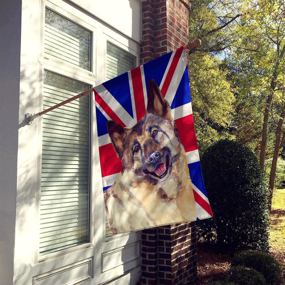 Norwegian Elkhound with English Union Jack British Flag House Flag 28x40 Porch Sleeve Pole Decorative Outside Yard Banner Artwork Wall Hanging, Polyester