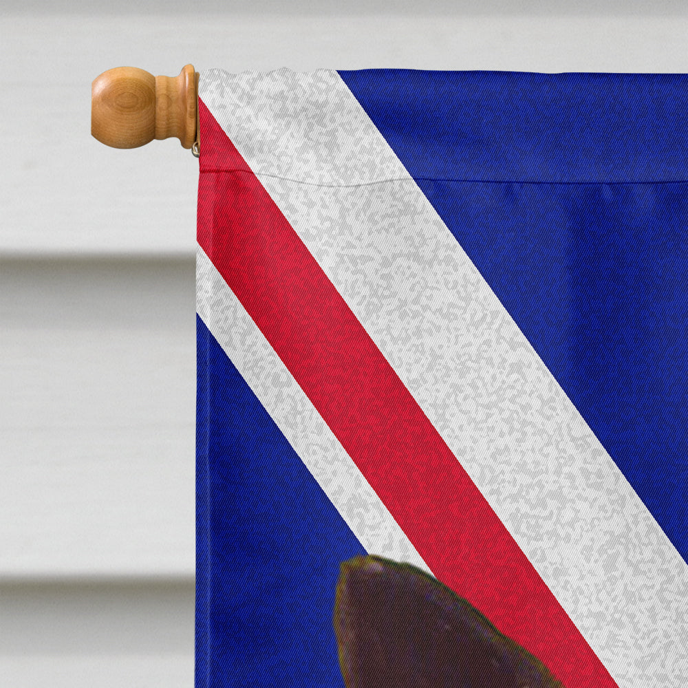 Norwegian Elkhound with English Union Jack British Flag House Flag 28x40 Porch Sleeve Pole Decorative Outside Yard Banner Artwork Wall Hanging, Polyester