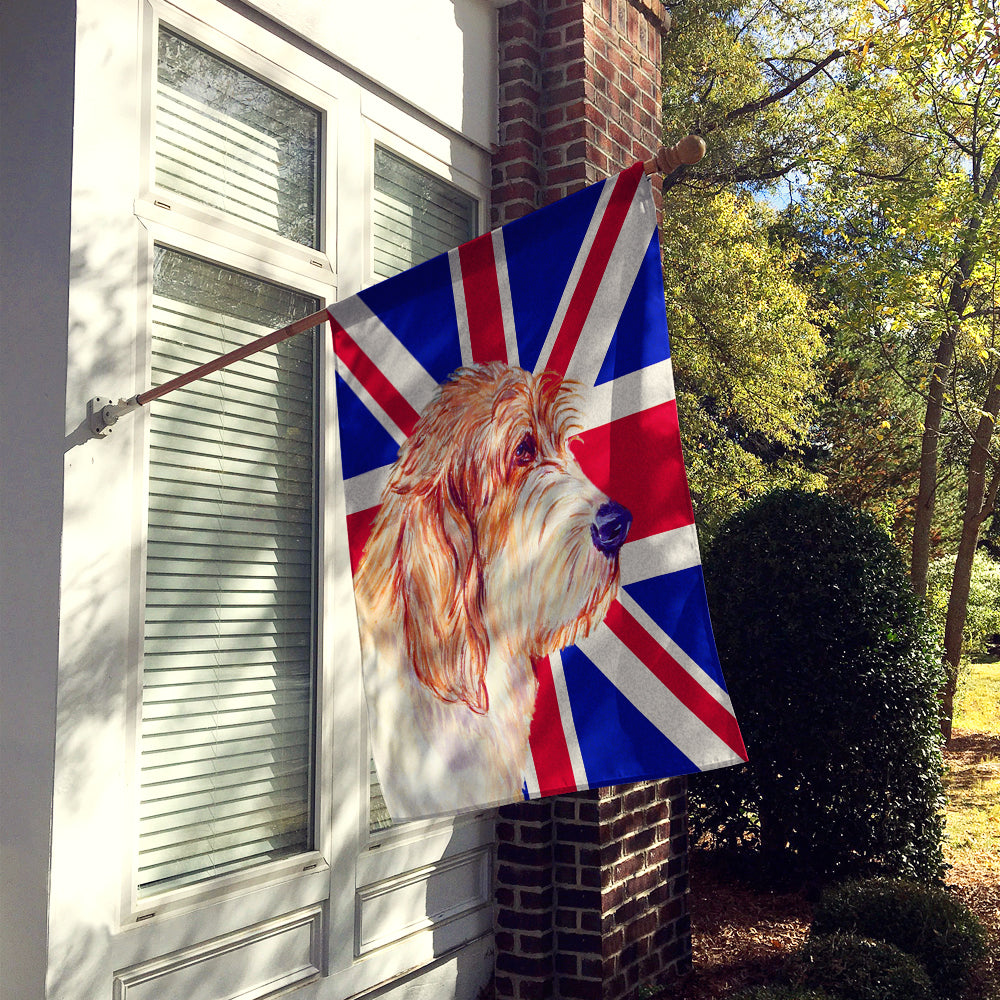 Petit Basset Griffon Vendeen PBGV with English Union Jack British Flag House Flag 28x40 Porch Sleeve Pole Decorative Outside Yard Banner Artwork Wall Hanging, Polyester