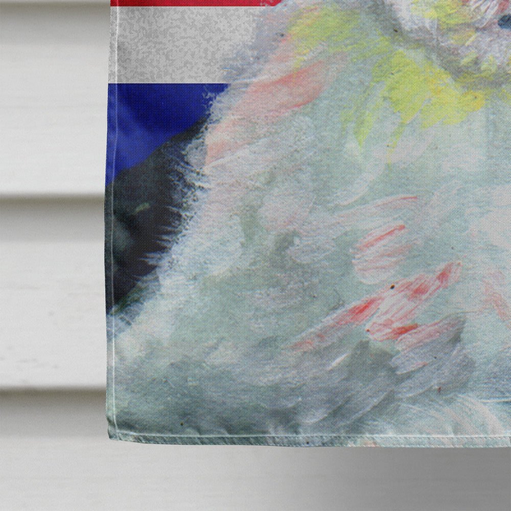 Old English Sheepdog with English Union Jack British Flag House Flag 28x40 Porch Sleeve Pole Decorative Outside Yard Banner Artwork Wall Hanging, Polyester
