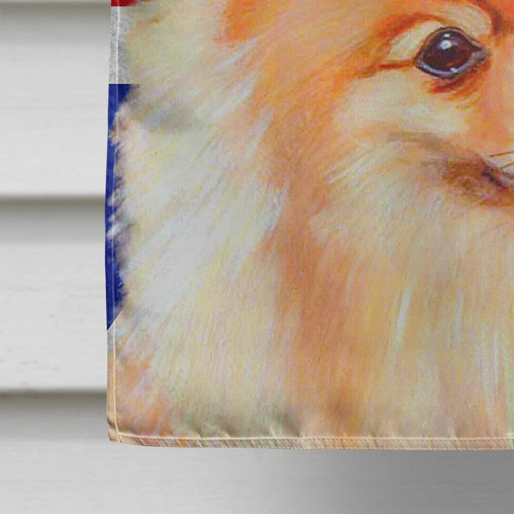 Pomeranian with English Union Jack British Flag House Flag 28x40 Porch Sleeve Pole Decorative Outside Yard Banner Artwork Wall Hanging, Polyester
