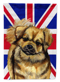 Tibetan Spaniel with English Union Jack British Flag House Flag 28x40 Porch Sleeve Pole Decorative Outside Yard Banner Artwork Wall Hanging, Polyester
