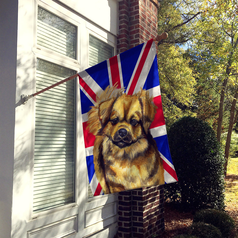 Tibetan Spaniel with English Union Jack British Flag House Flag 28x40 Porch Sleeve Pole Decorative Outside Yard Banner Artwork Wall Hanging, Polyester