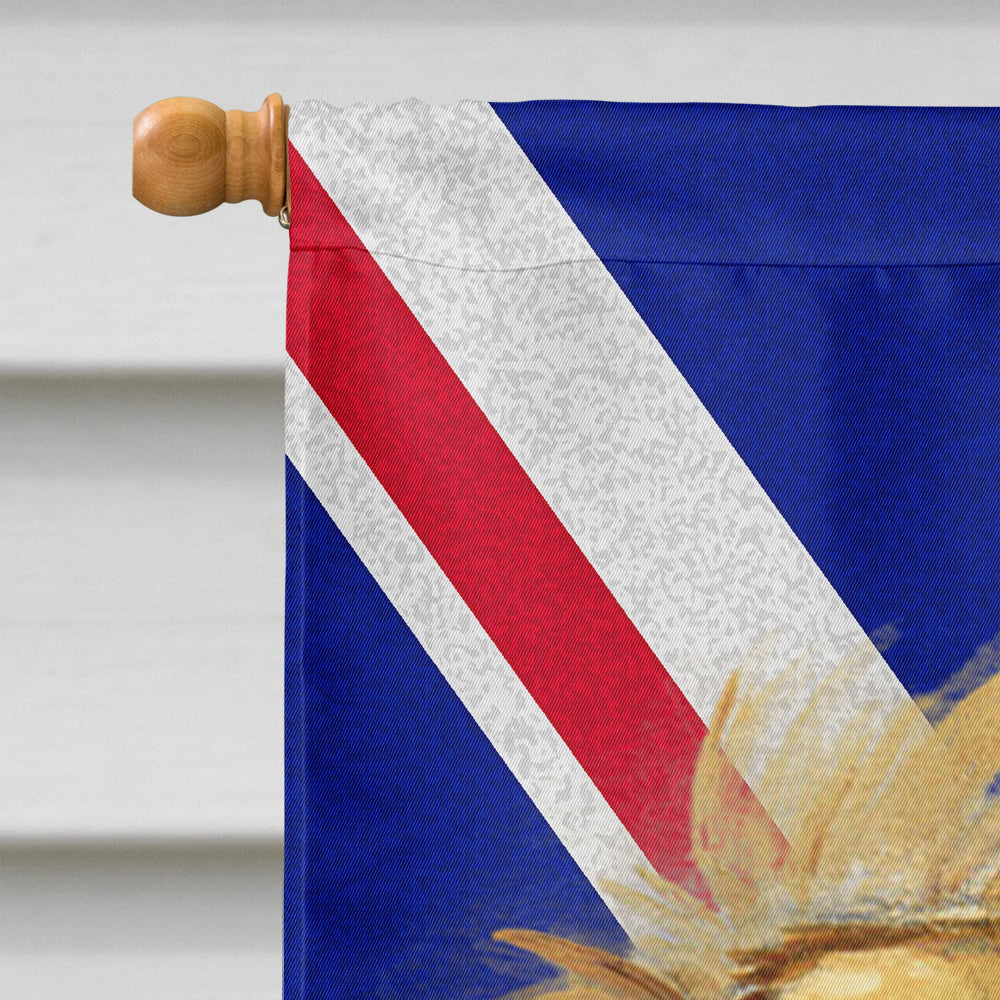 Tibetan Spaniel with English Union Jack British Flag House Flag 28x40 Porch Sleeve Pole Decorative Outside Yard Banner Artwork Wall Hanging, Polyester