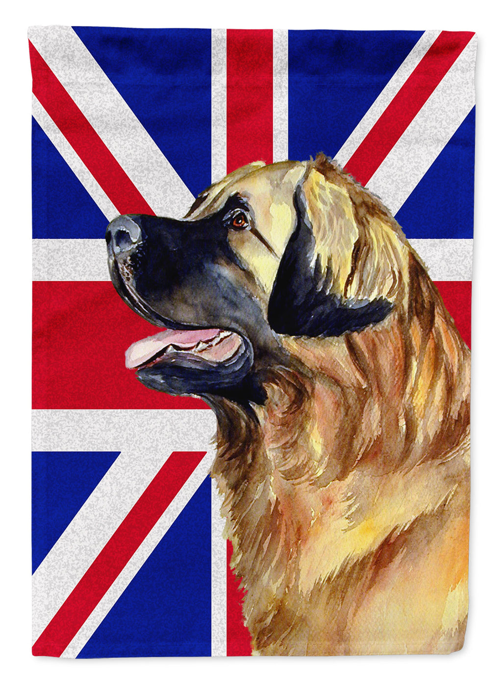 Leonberger with English Union Jack British Flag House Flag 28x40 Porch Sleeve Pole Decorative Outside Yard Banner Artwork Wall Hanging, Polyester